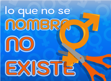 El símbolo de mujer se corta con una tijera arrebatándole su voz, afuera aparece el siguiente texto: “lo que no se nombra no existe”. Aquello que no se nombra, se invisibiliza, se ignora, se desvaloriza, hasta el punto de no existir.  