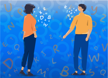 Aparecen dos siluetas conversando y muchas letras. Meditemos la importancia de lo que hablemos, poque eso dice quiénes somos.