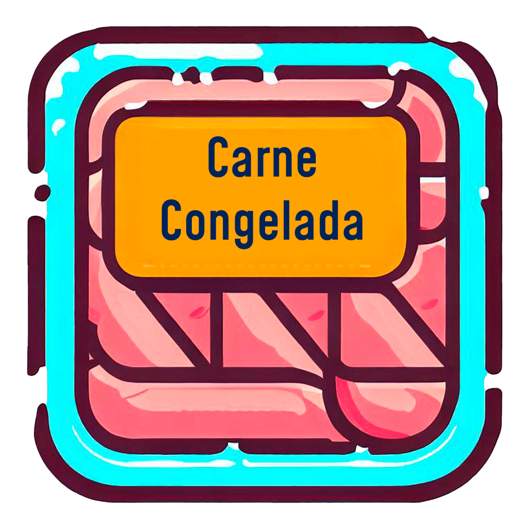 empaque de carne con la etiqueta que dice: carne congelada.