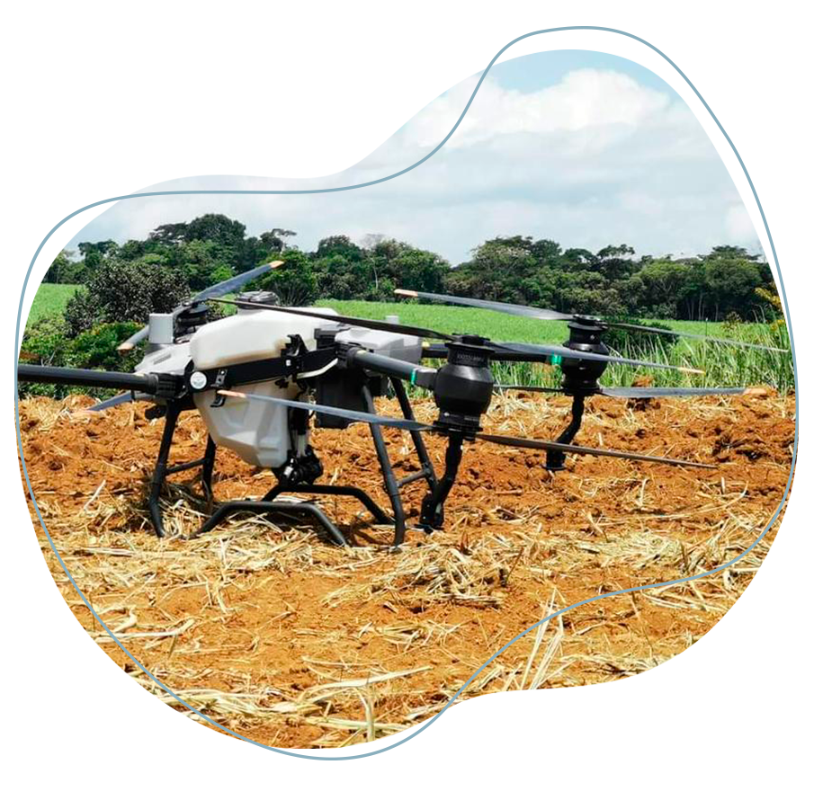 Dron realizando aplicación de biofermentos