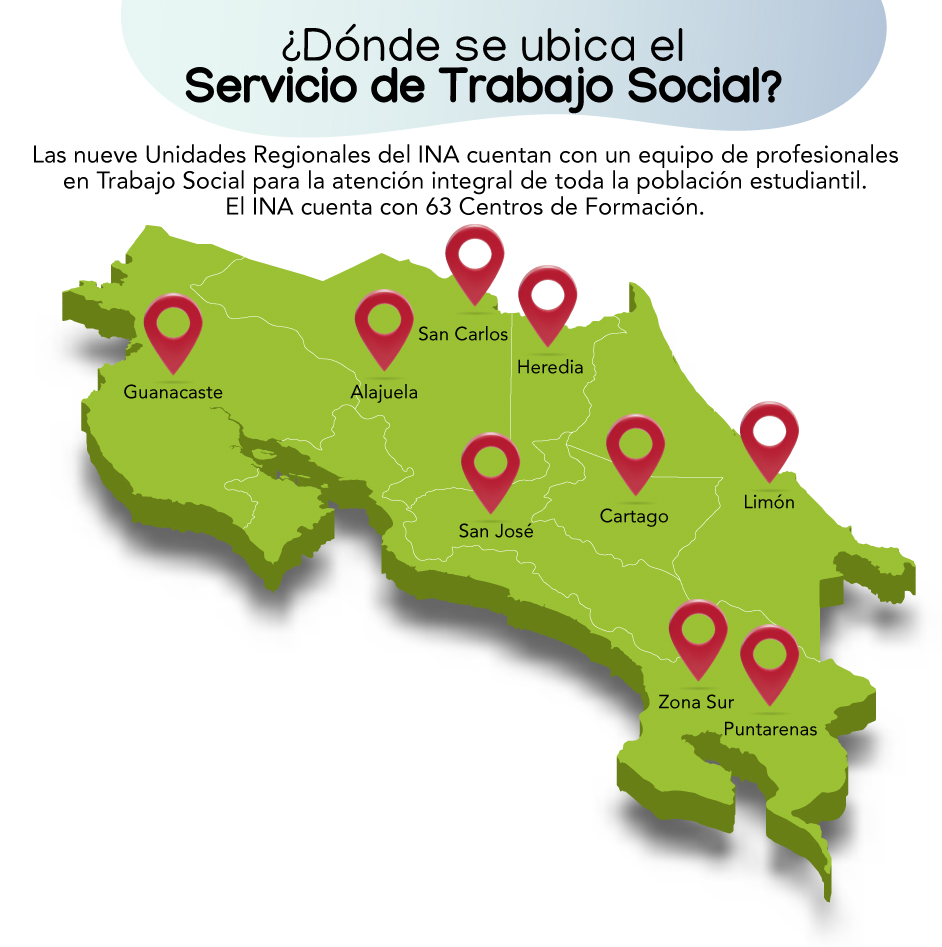 indica donde se ubica en el territorio nacional los servicios de trabajo social