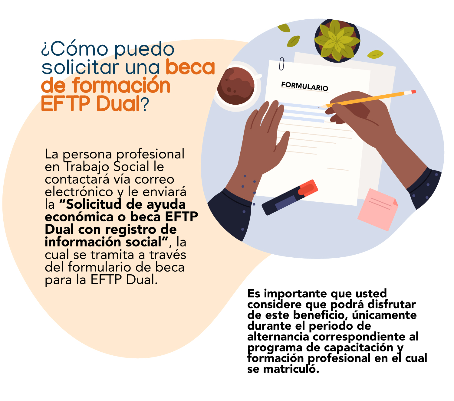 Muestra las instrucciones para solicitar una beca EFTP dual