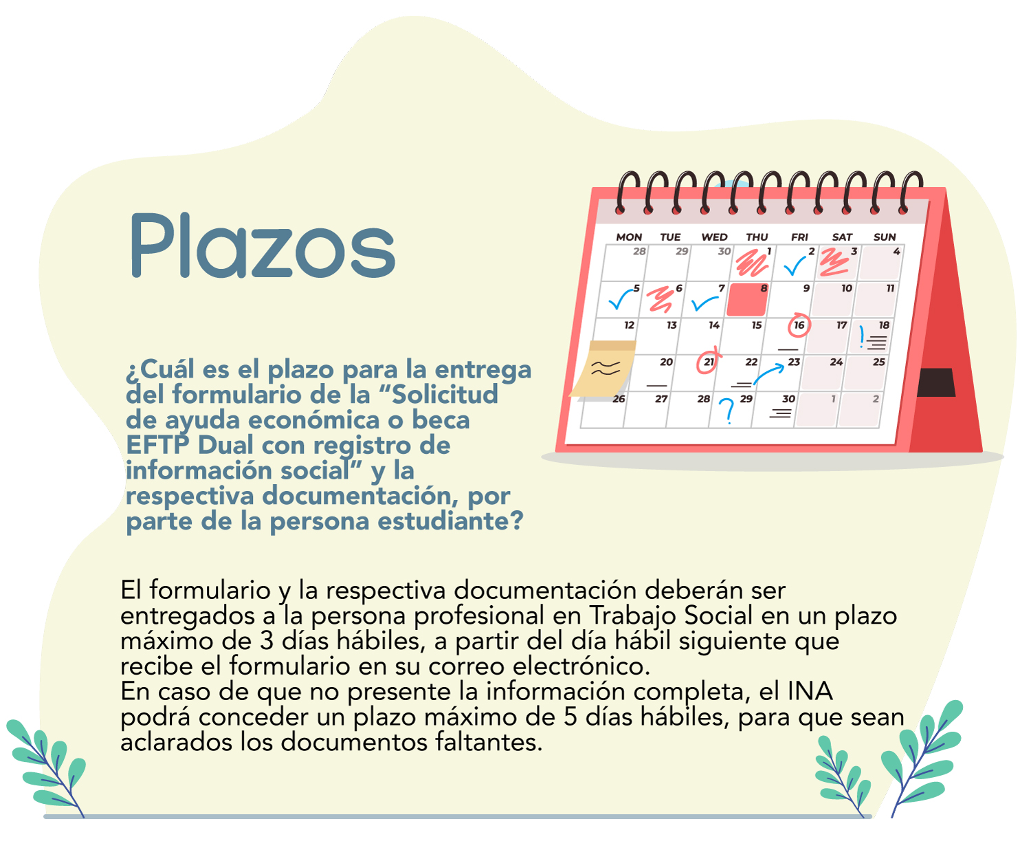 Indica parte de los plazos establecidos para la entrega del formularo