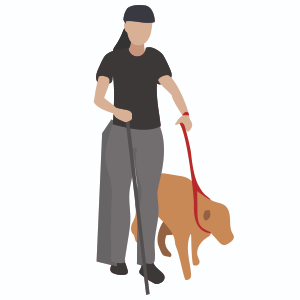 Persona ciega con su perro guía