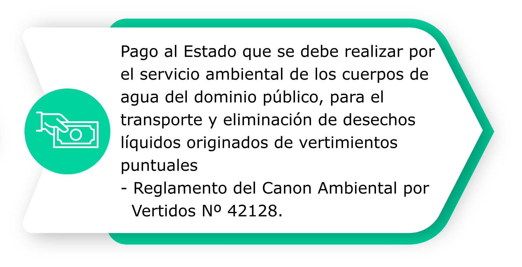 Pago al Estado que se debe realizar por el servicio ambiental de los cuerpos de agua del dominio público, para el transporte y eliminación de desechos líquidos originados de vertimientos puntuales 	Reglamento del Canon Ambiental por Vertidos Nº 42128