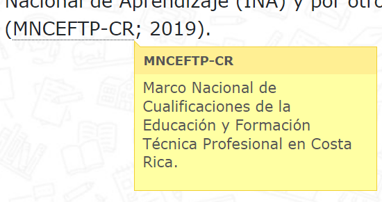 captura de pantalla de un ejemplo de una ventana emergente
