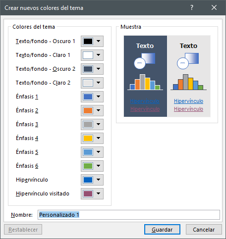 Crear nuevos colores del tema