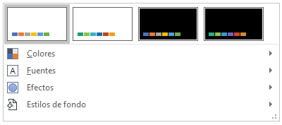 opciones desplegadas