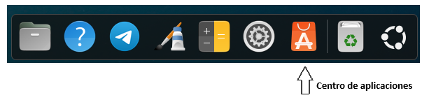 Captura de pantalla Dock de Ubuntu e ícono Centro de aplicaciones.