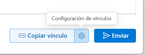 Captura de pantalla del botón Configuración de vínculos.