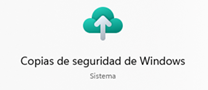Captura de pantalla de Copias de seguridad de Windows.