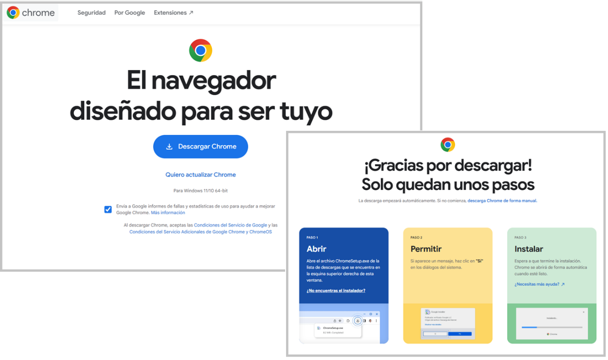 Captura de pantalla de descarga de Google Chrome.