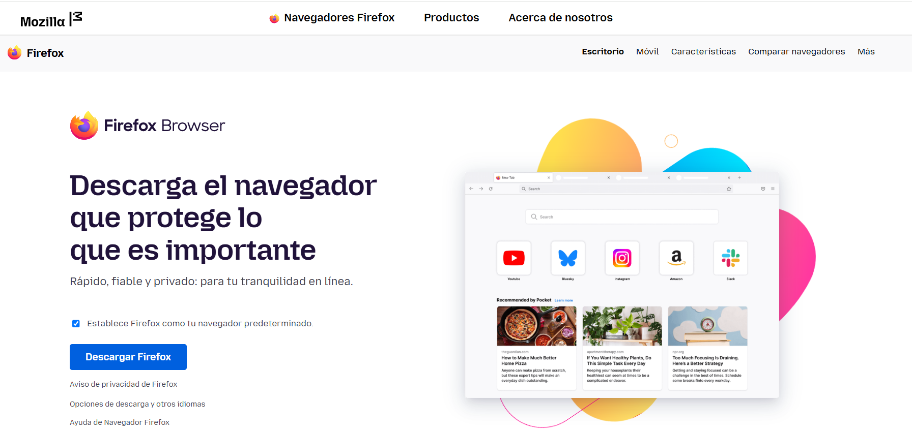 Captura de pantalla de descarga de Mozilla Firefox.
