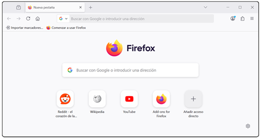 Captura de pantalla de instalación de Mozilla Firefox.