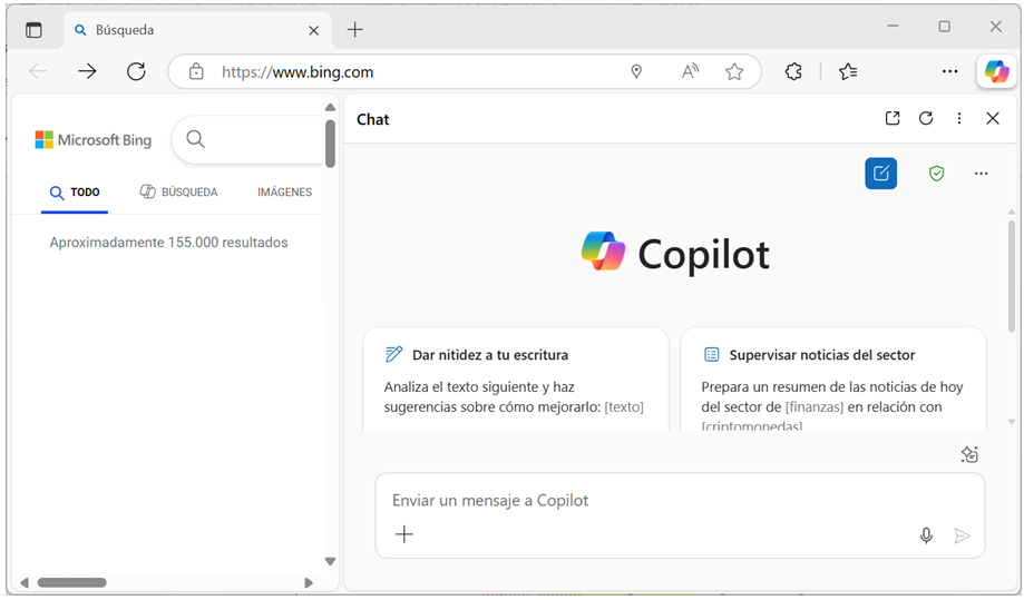 Captura de pantalla de Copilot de Edge.