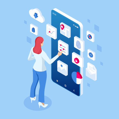 mujer ve pantalla de celular